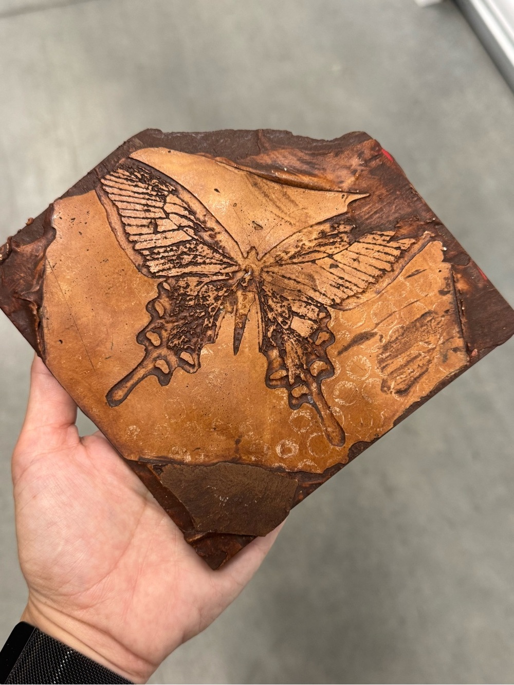 Handmade Brown Butterfly Relief Wall Art